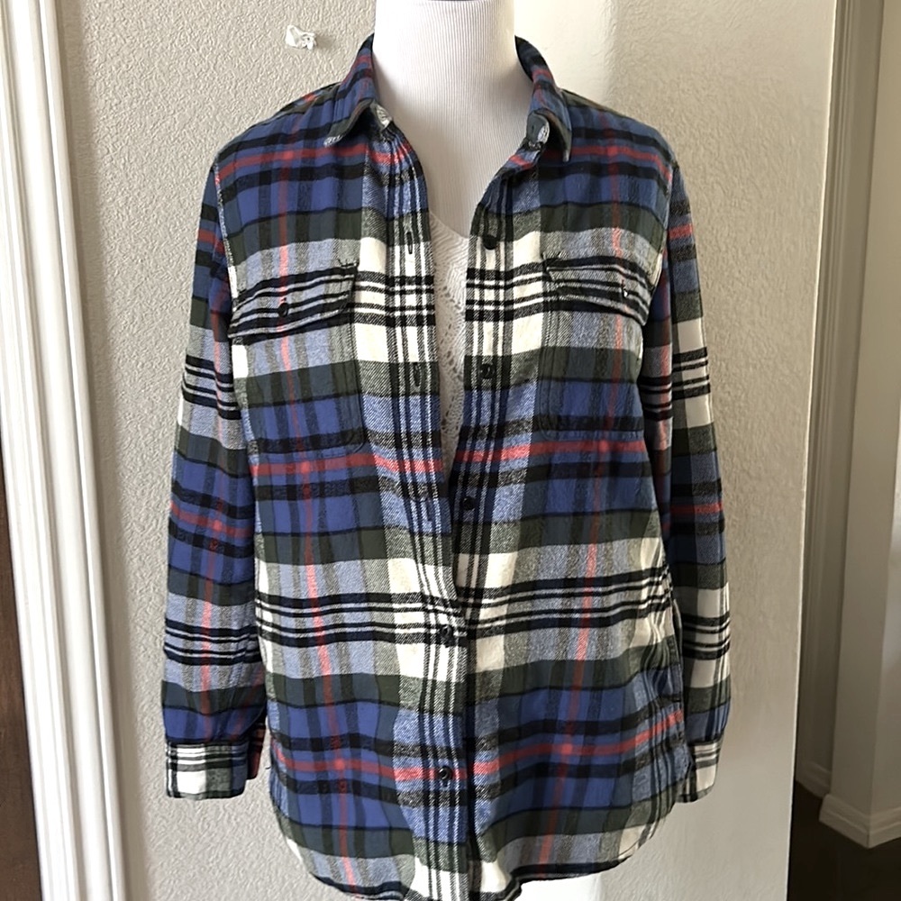 Madewell Womens Plaid Flannel Cotton Top Lumberjane Oversized Warm Small Top